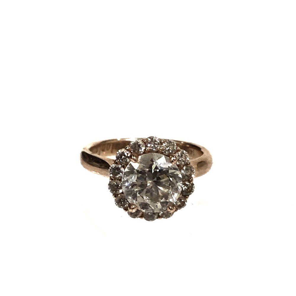 2.46 Carat Earth Mined Round Diamond SI2 VS2 14k Rose Gold Halo Engagement Ring
